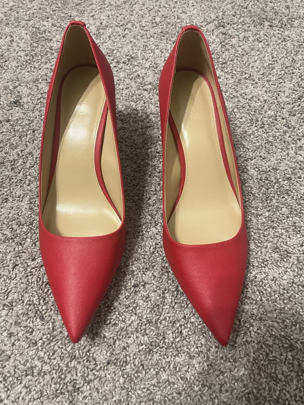 Michael Kors Red Pointed Toe Leather Pumps